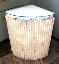 Lloyd Loom Glass Top Corner Linen Storage Blanket Box Chest Ottoman Vintage Orig