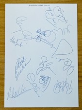 Hand Signed A4 Team Sheet -