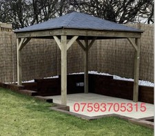 Wooden gazebo hot - hot, tub
