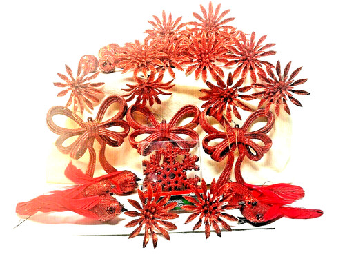 Red sparkly ornaments - red,