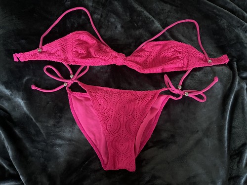 Size pink crochet bikini - pink,