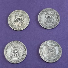 SILVER SIXPENCE x 4 GEORGE V