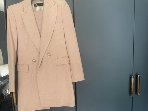 Zara dusky pink tweed blazer - zara,