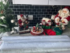 VINTAGE Father CHRISTMAS Ornaments Display Only NOT WORKING…only tree Lights Up