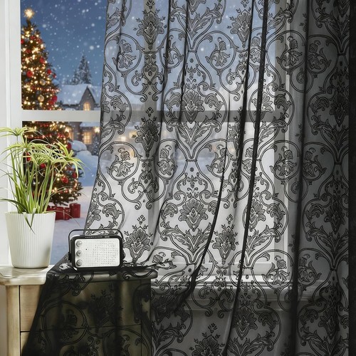 Black lace net - black,