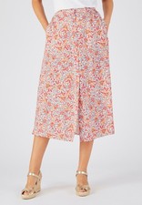 Floral Print Button Through Skirt 