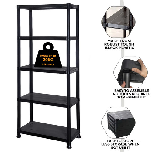 Tier plastic shelving unit - 5,