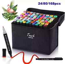 24/80 Colour Brush Pens Set Dual Tips Soft Fine Art Markers Drawing Watercolour