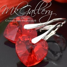 *HEART* 925 Sterling Silver Earrings 14mm Heart Crystals from SwarovskPrimero®
