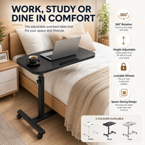 Adjustable overbed bedside - overbed,