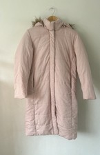 Ladies pink padded long puffa - pink,