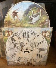 Antique Grandfather Clock Enamel Painted Dog & Pheasant Scene Clock Face