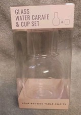 Bedside Carafe and Glass Set. 15oz Pitcher. 5oz Cup. LOVE X JUNE.  New. 