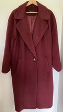 M&S COAT WITH WOOL CLARET DEEP RED BNWOT PLUS SIZE 24