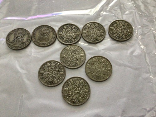 George sixpence coins - george,