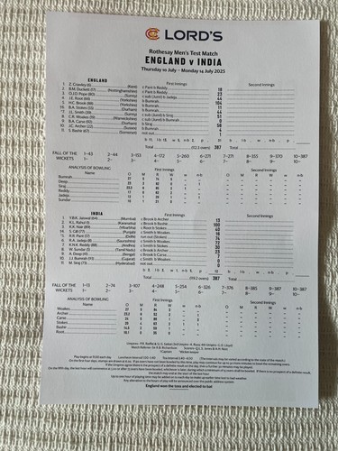 England india lords - v,