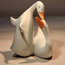 Hollohaza Hungarian porcelain Figurine  of A pair of Geese Goose 10 cm tall