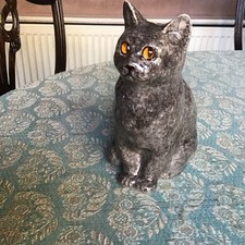 Winstanley Grey Cat Size 3 - Glass Eyes + Signed Signed RARE Example - 23cm tall