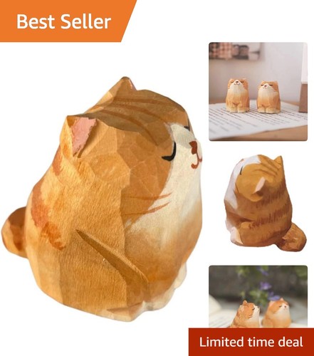 Wooden cat figurines sculpture - wooden,
