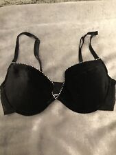 LA SENZA Black Velvet Diamanté Bra Size 34C.