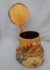 German Forest Mountain  bark Wooden Style Stein Mug Tankard with Hinged Lid