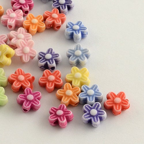 Flower pastel acrylic beads - flower,