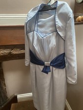 Stunning Pale blue taffeta dress & matching shrug fitted boned bodice Prom Races