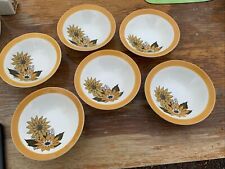 6 X VINTAGE TANYA - BARRATTS OF STAFFORDSHIRE YELLOW RETRO FLOWER 6.5” BOWL