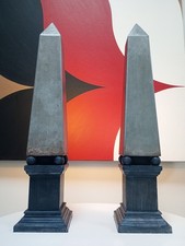 Pair Vintage Obelisk Table Lamps Classical Country House 50s - fornasetti style