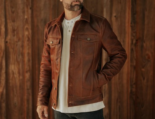 Men brown trucker jacket - trucker,