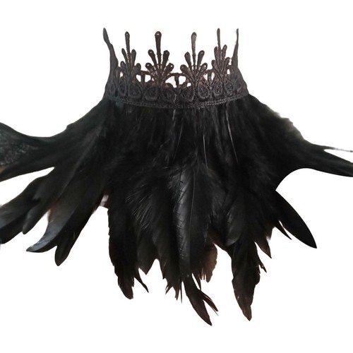 Black feather faux - black,