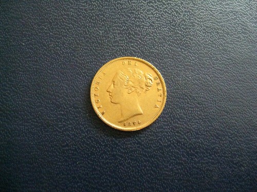 Victoria gold 1874 shield - gold, half