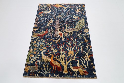 Birds blue area rug - x,