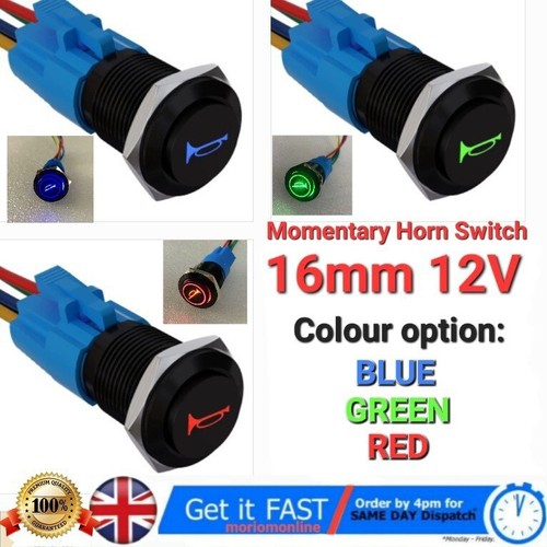 16mm 12v momentary push button - 16mm,
