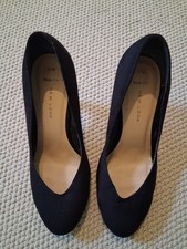 Womens New Look Faux Suede Black Court Shoes Size 5 Wide Fit