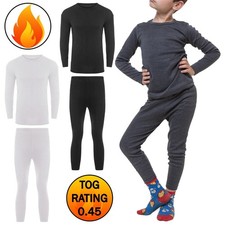 KIDS THERMAL WINTER WARM UNDERWEAR FULL SET LONG JOHN BOTTOM AND LONG SLEEVE TOP