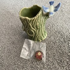 Wade Vintage Tree With Bird - Posy Vase Blue Tit Tree Stump + official badge