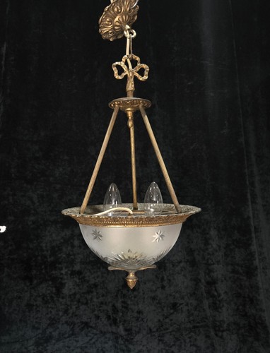 Lovely vintage brass cut - vintage, glass