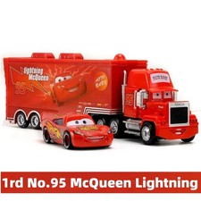 Set of 2 Disney Pixar Cars No.95 1rd McQueen Mack & Hauler Truck Diecast Toy Car