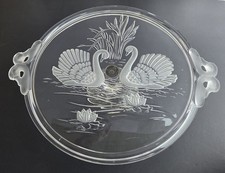 Mikasa Walther Crystal Swan Glass Pedestal  15" Cake Stand 