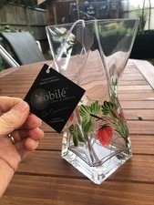 Nobile Art Glass & Giftware Strawberry Fields Twist Vase Handmade Glass New