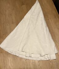 Tablecloth Round Cream Vintage Floral Leaf Embossed Cotton 64” Diam.