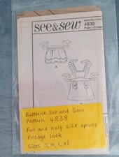 New Uncut Sewing Pattern Butterick  See & Sew B4838 Full & Half Frilled Aprons