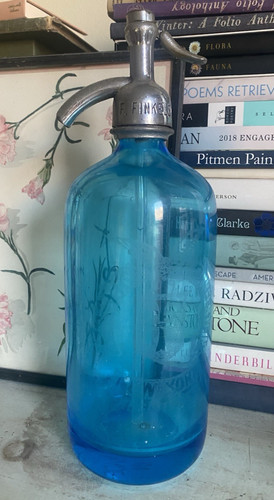 Antique blue glass seltzer - antique,