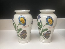 PORTMEIRION BOTANIC GARDEN PAIR OF VASES - Trailing Bindweed / Convolvulus