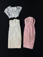 Fitted lace evening or wedding dress white + pink + bolero jacket fit 12" doll