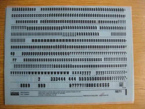 Sheet letraset low num - 1/2, low/num