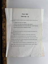 1992 Southern Regional High School Manahawkin NJ Vintage Prom Table Signup