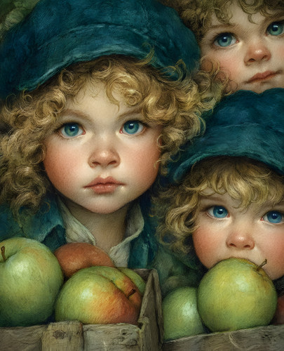 Three curly haired children - three,