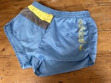 Vintage 1980s ADIDAS SHORTS Glanz Nylon Shiny Silky Sprinter Sport Mens 34” Blue